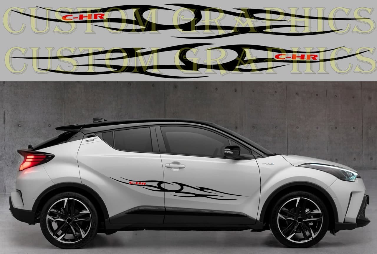 Vinyl Graphics 2x Color Tribal Design Line Stripes Compatible With Toyota C-HR 2002-2022