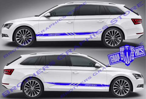 2x Decal Sticker Vinyl Racing Stripes for Skoda Superb - Brothers-Graphics