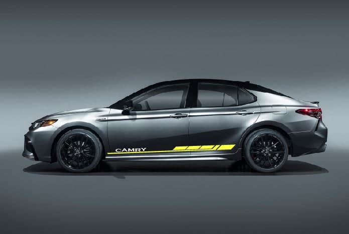 Vinyl Graphics 2x Decal Sticker Vinyl Side Racing Stripes Compatible with Toyota Camry Block Graphic