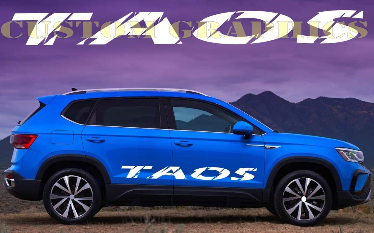 Vinyl Graphics 2x Decal Sticker Vinyl Side Racing Stripes Compatible With VW Taos