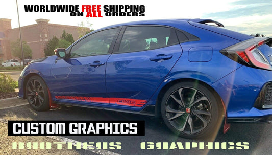 2x Decal Sticker Vinyl Side Racing Stripes for Honda Civic, All Models Size - Brothers-Graphics