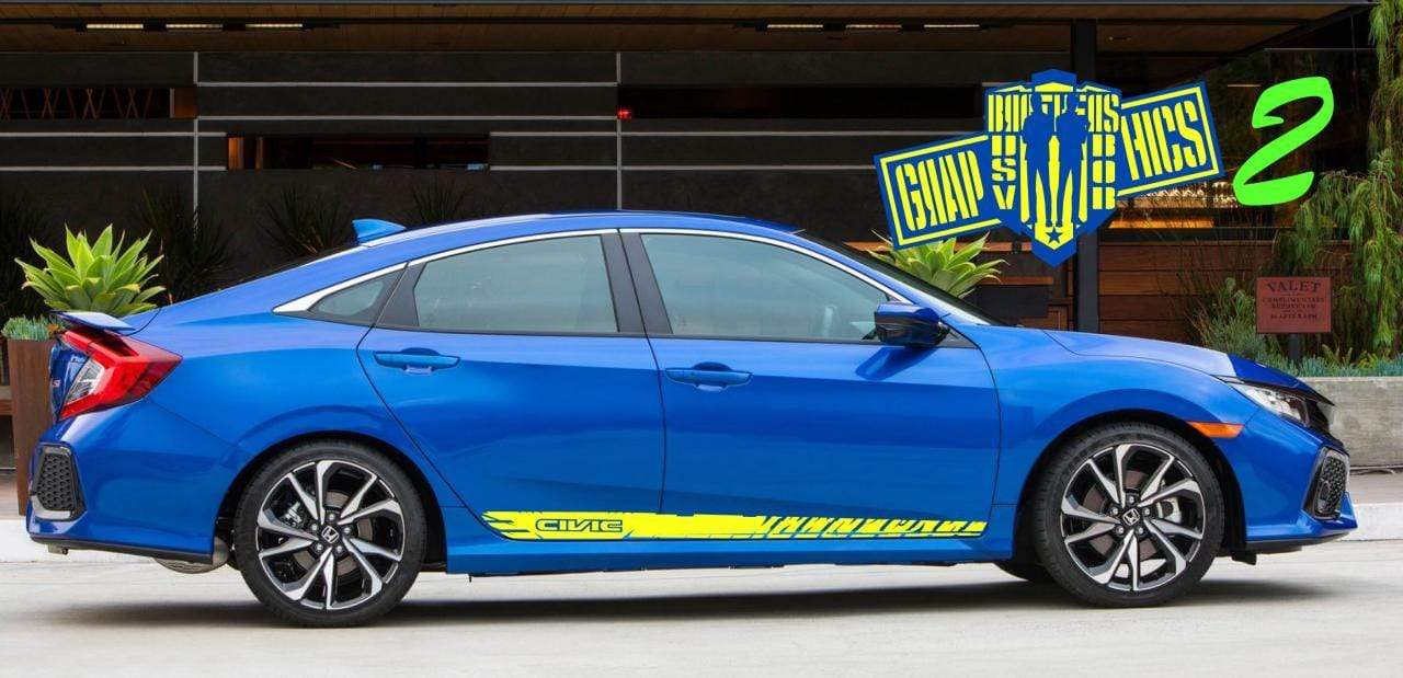 2x Decal Sticker Vinyl Side Racing Stripes for Honda Civic, All Models Size - Brothers-Graphics