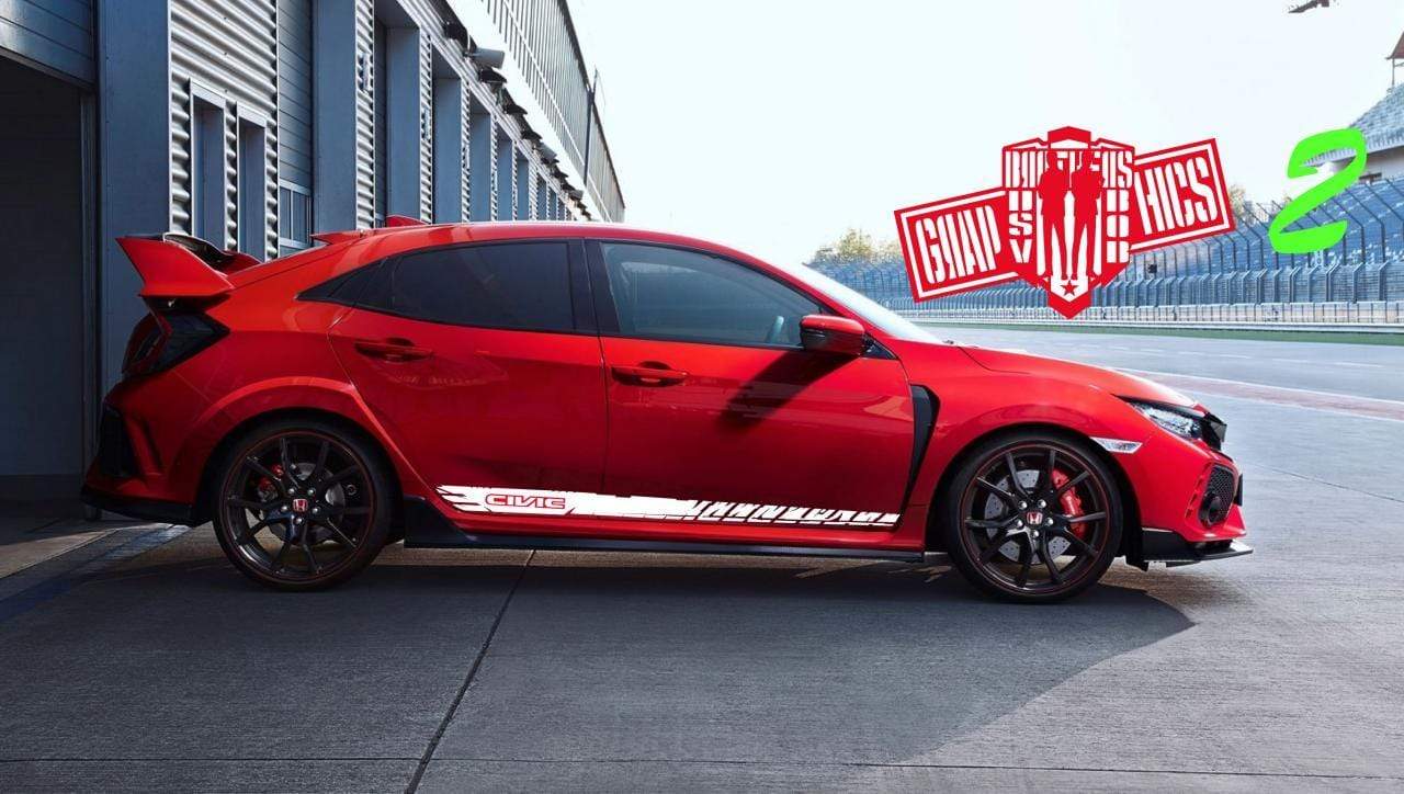 2x Decal Sticker Vinyl Side Racing Stripes for Honda Civic, All Models Size - Brothers-Graphics