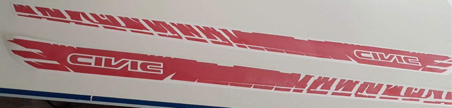 2x Decal Sticker Vinyl Side Racing Stripes for Honda Civic, All Models Size - Brothers-Graphics