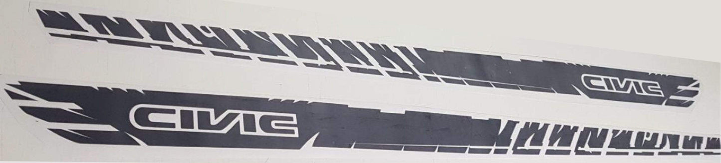 2x Decal Sticker Vinyl Side Racing Stripes for Honda Civic, All Models Size - Brothers-Graphics