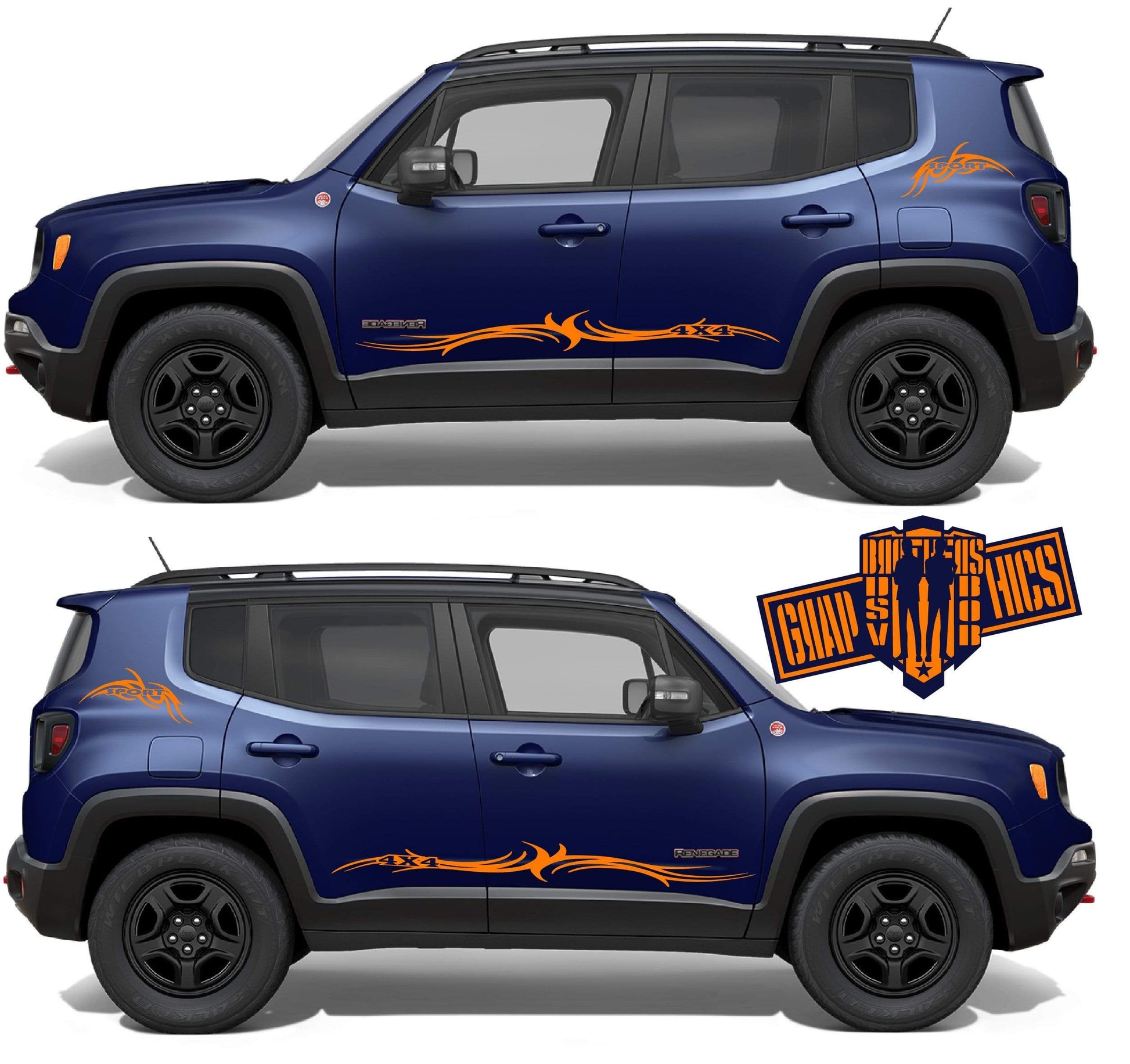 2x Decal Sticker Vinyl Side Racing Stripes for Jeep Renegade - Brothers-Graphics