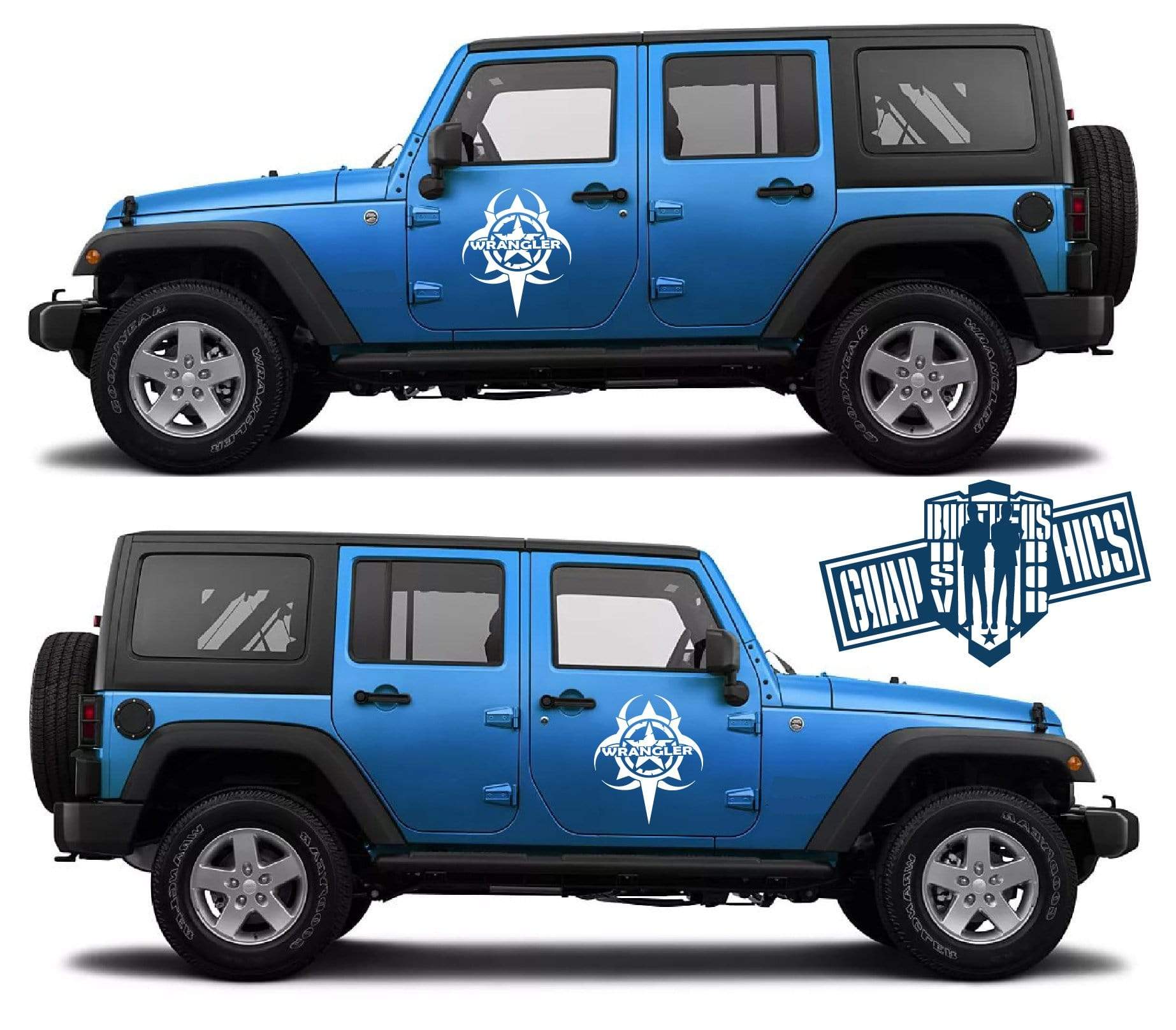 2x Decal Sticker Vinyl Side Racing Stripes for Jeep Wrangler - Brothers-Graphics