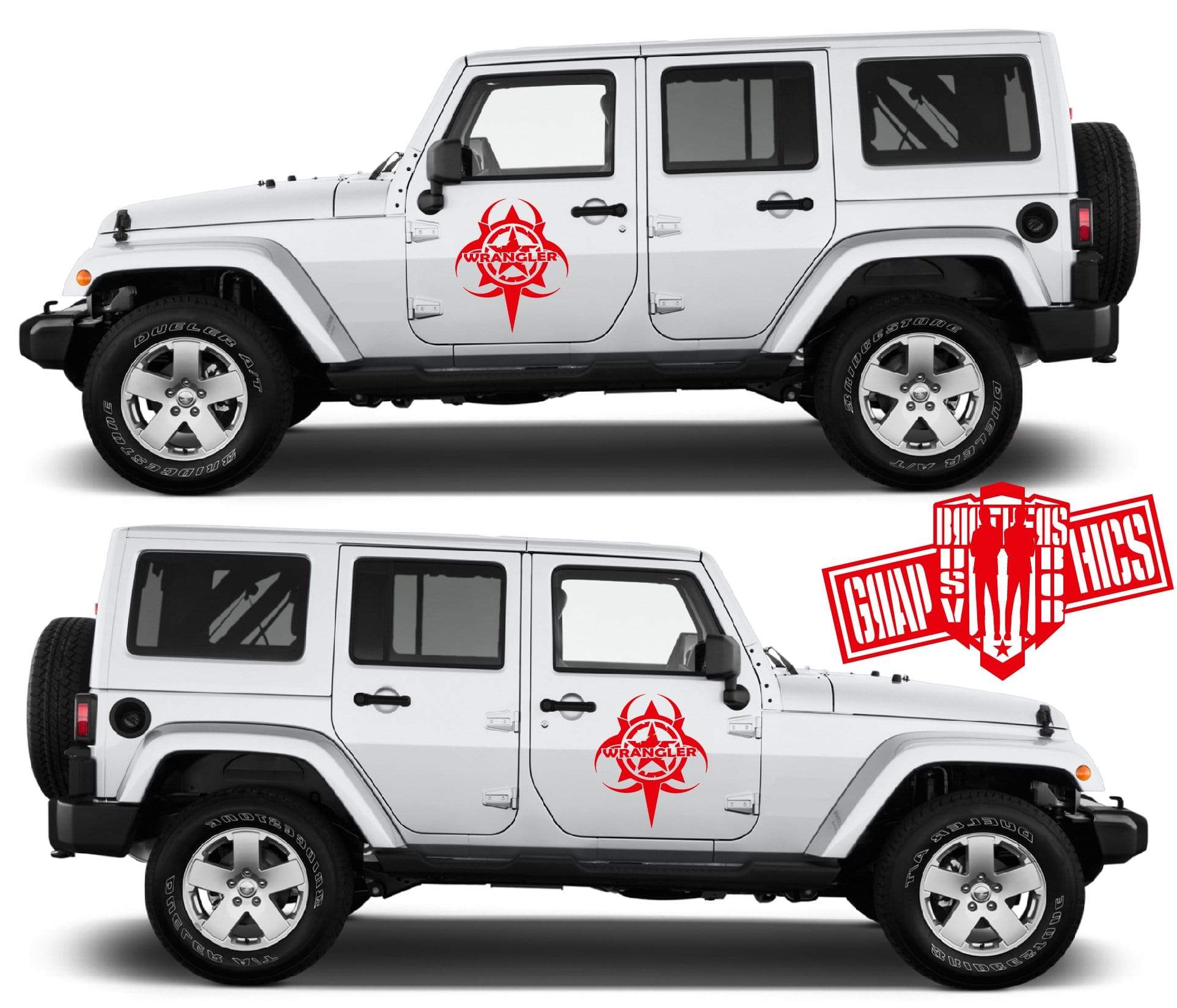 2x Decal Sticker Vinyl Side Racing Stripes for Jeep Wrangler - Brothers-Graphics