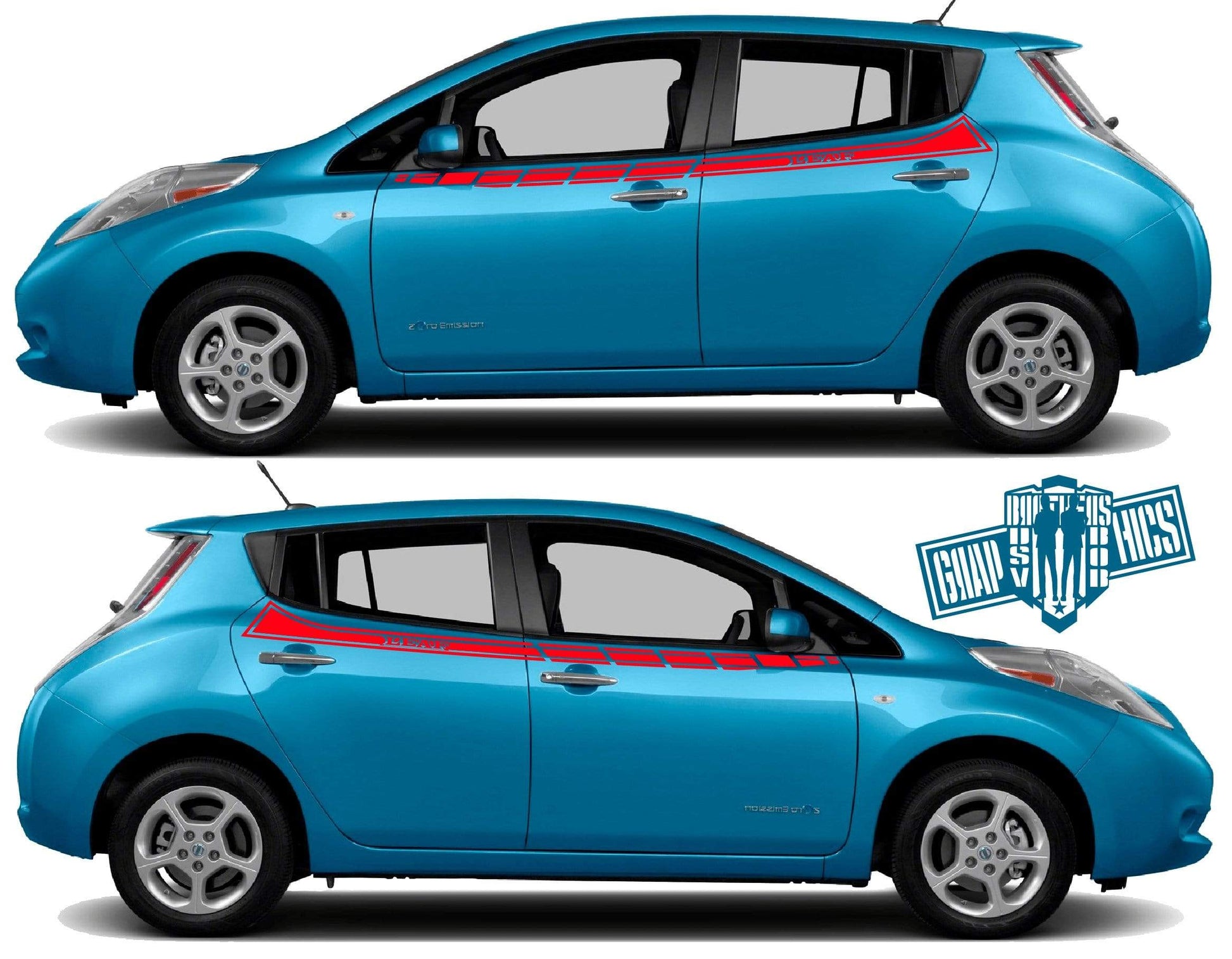 2x Decal Sticker Vinyl Side Racing Stripes for Nissan Leaf - Brothers-Graphics