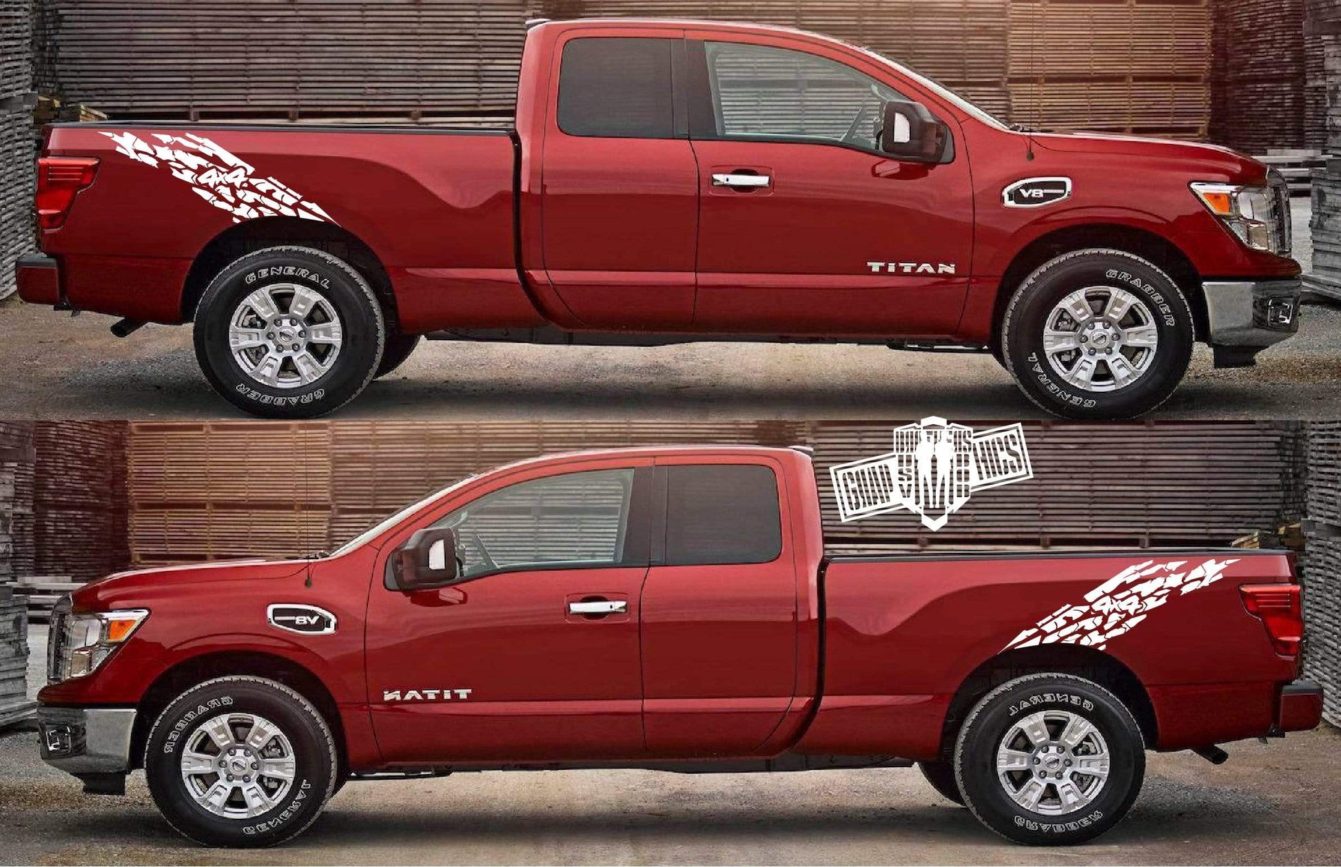 2x Decal Sticker Vinyl Side Racing Stripes for Nissan Titan - Brothers-Graphics