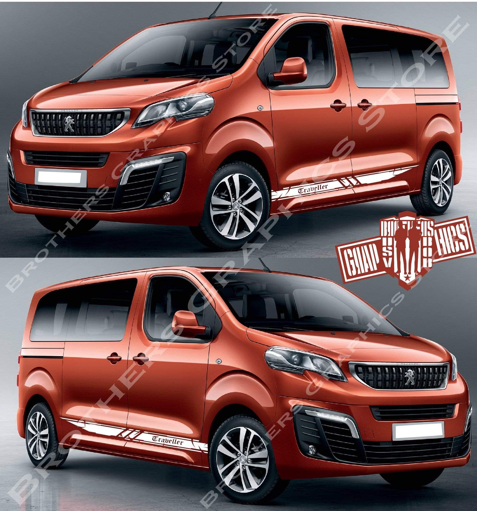 2x Decal Sticker Vinyl Side Racing Stripes for Peugeot Traveller - Brothers-Graphics
