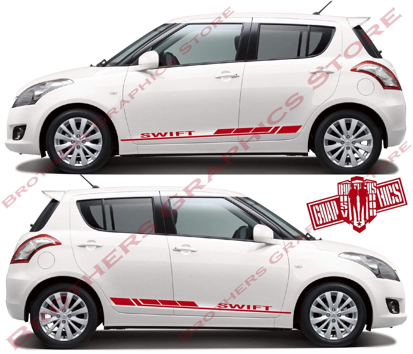 2x Decal Sticker Vinyl Side Racing Stripes for Suzuki SWIFT - Brothers-Graphics