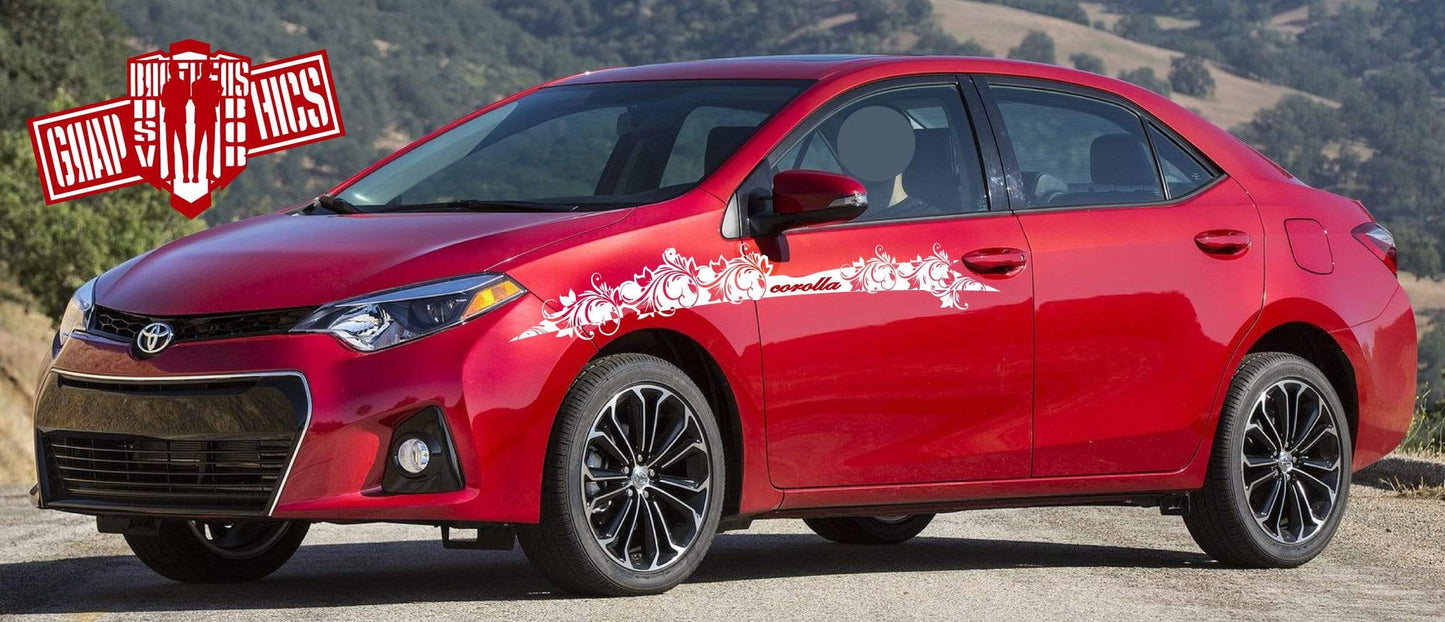 2x Decal Sticker Vinyl Side Racing Stripes for Toyota Corolla 2000-2020 - Brothers-Graphics