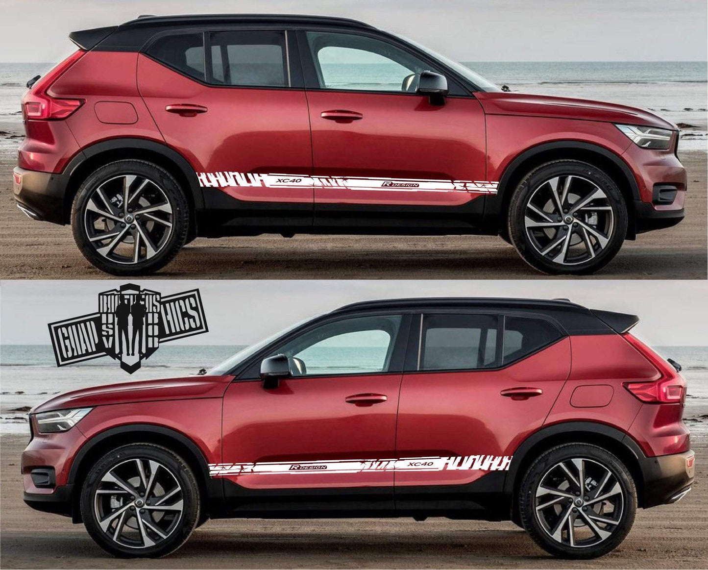 2x Decal Sticker Vinyl Side Racing Stripes for Volvo XC40 - Brothers-Graphics