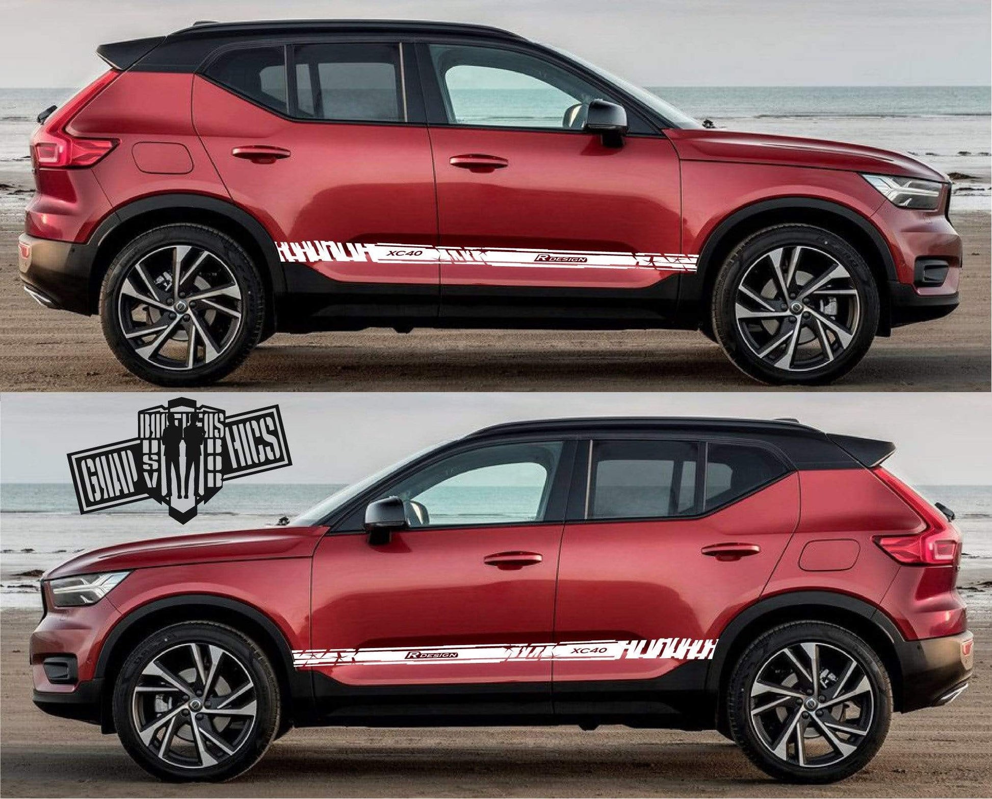 2x Decal Sticker Vinyl Side Racing Stripes for Volvo XC40 - Brothers-Graphics