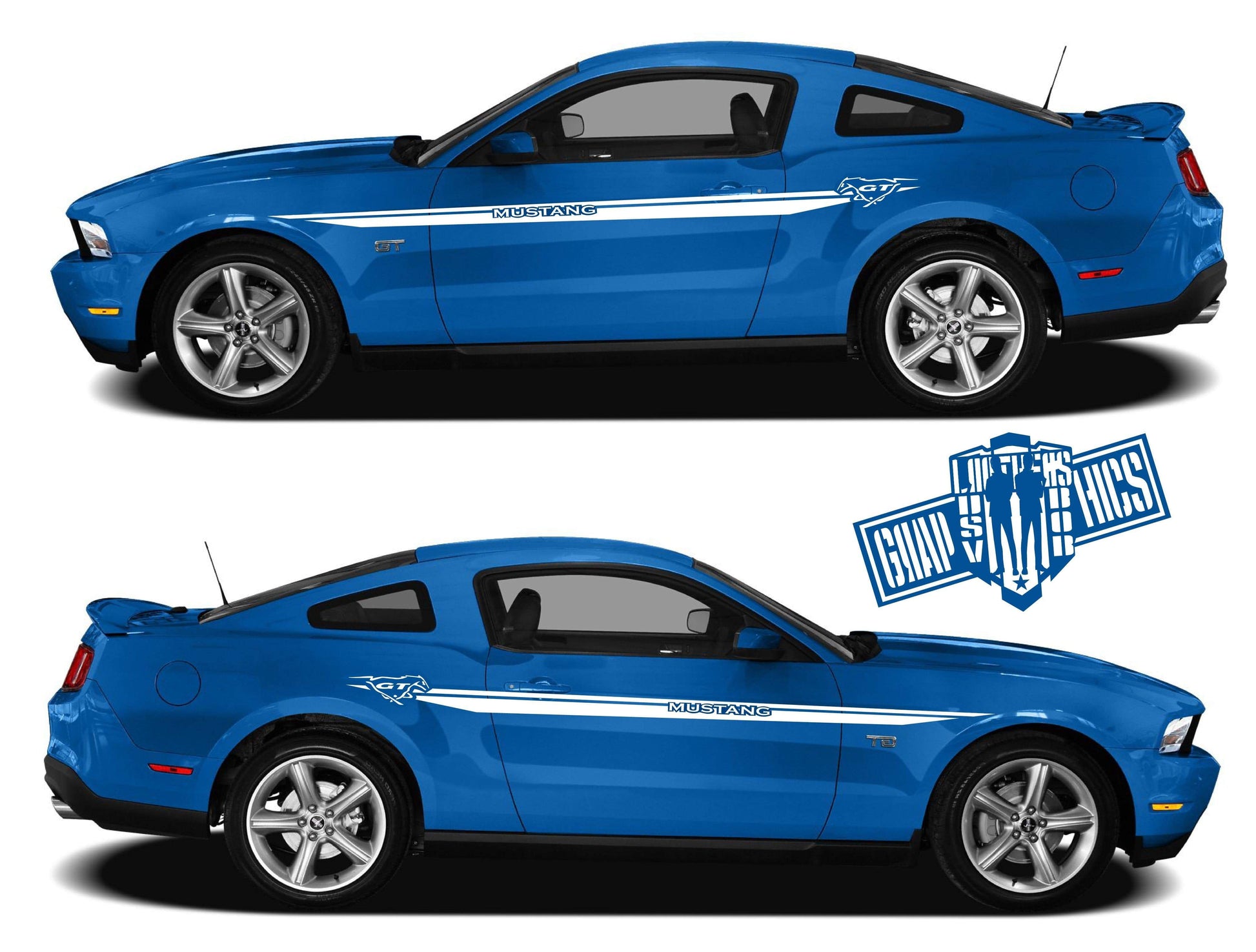 2x Graphics Racing Line Sticker Special Made For Ford Mustang - Brothers-Graphics