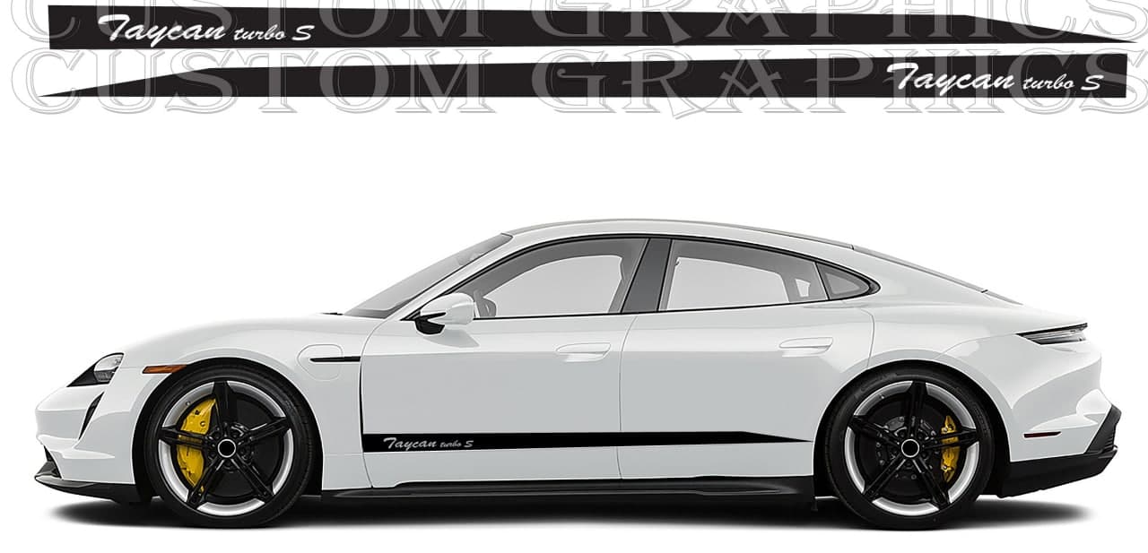 Vinyl Graphics 2x Pattern Classic Design Vinyl Sticker Compatible With Porsche Taycan
