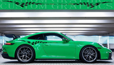 Vinyl Graphics 2x Pattern Design Vinyl Sticker Compatible With Porsche 911 GT3 Carrera GTS GT3 RS