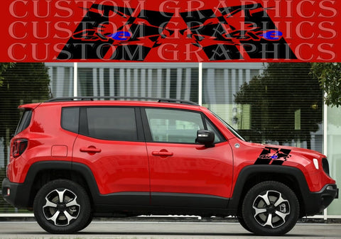 Vinyl Graphics 2X Pattern Sticker 4XE Front Rear Design Vinyl Side Racing Stripes Compatible with Jeep Renegade