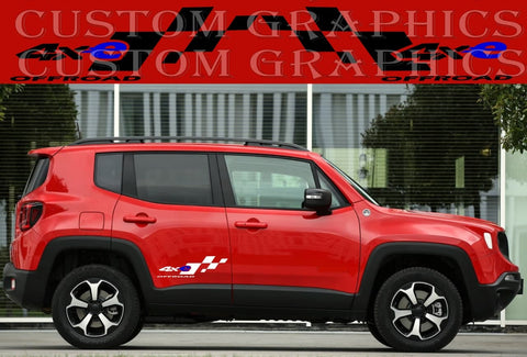 Vinyl Graphics 2X Pattern Sticker 4XE Rear Line Design Vinyl Side Racing Stripes Compatible with Jeep Renegade