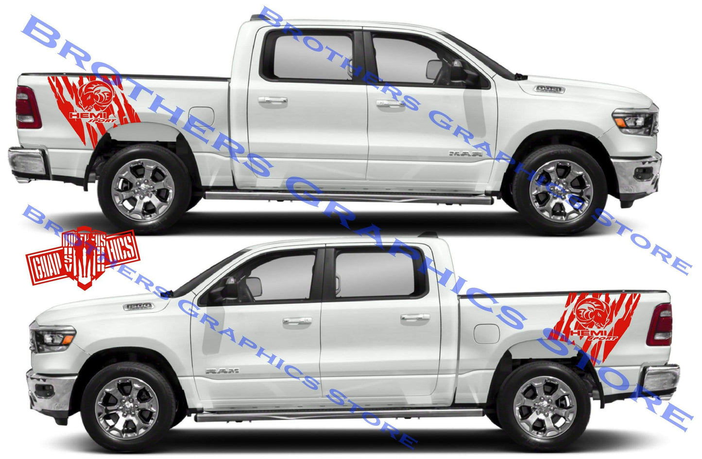 Ram Decals Stripes Decal Sticker Graphic Compatible with Dodge RAM - Brothers-Graphics