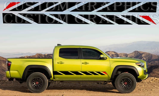 Vinyl Graphics 2x Sticker Block Design Vinyl Stripes Compatible with Toyota Tacoma TRD_Pro-2022-4X4