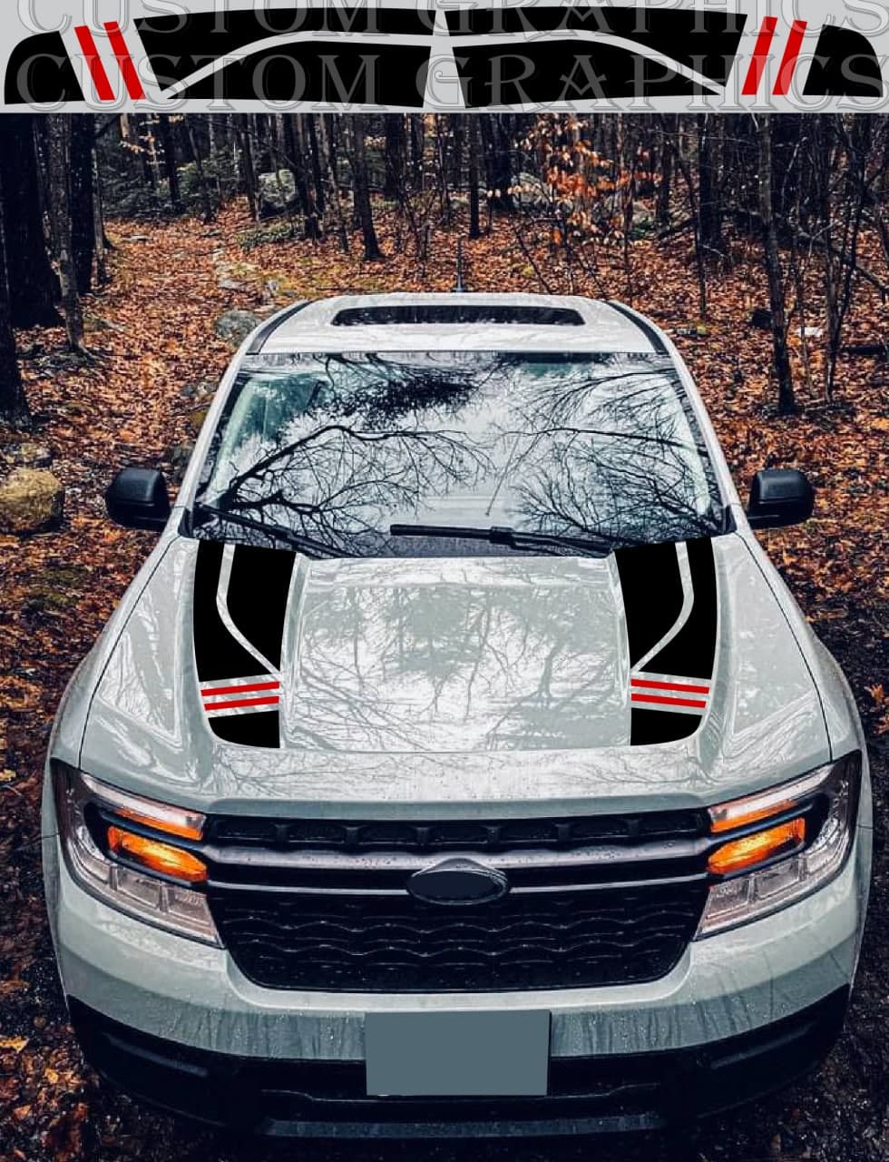 Vinyl Graphics 2x Sticker Hood 2 colors Design Stickers Vinyl Graphics Compatible With Ford Maverick