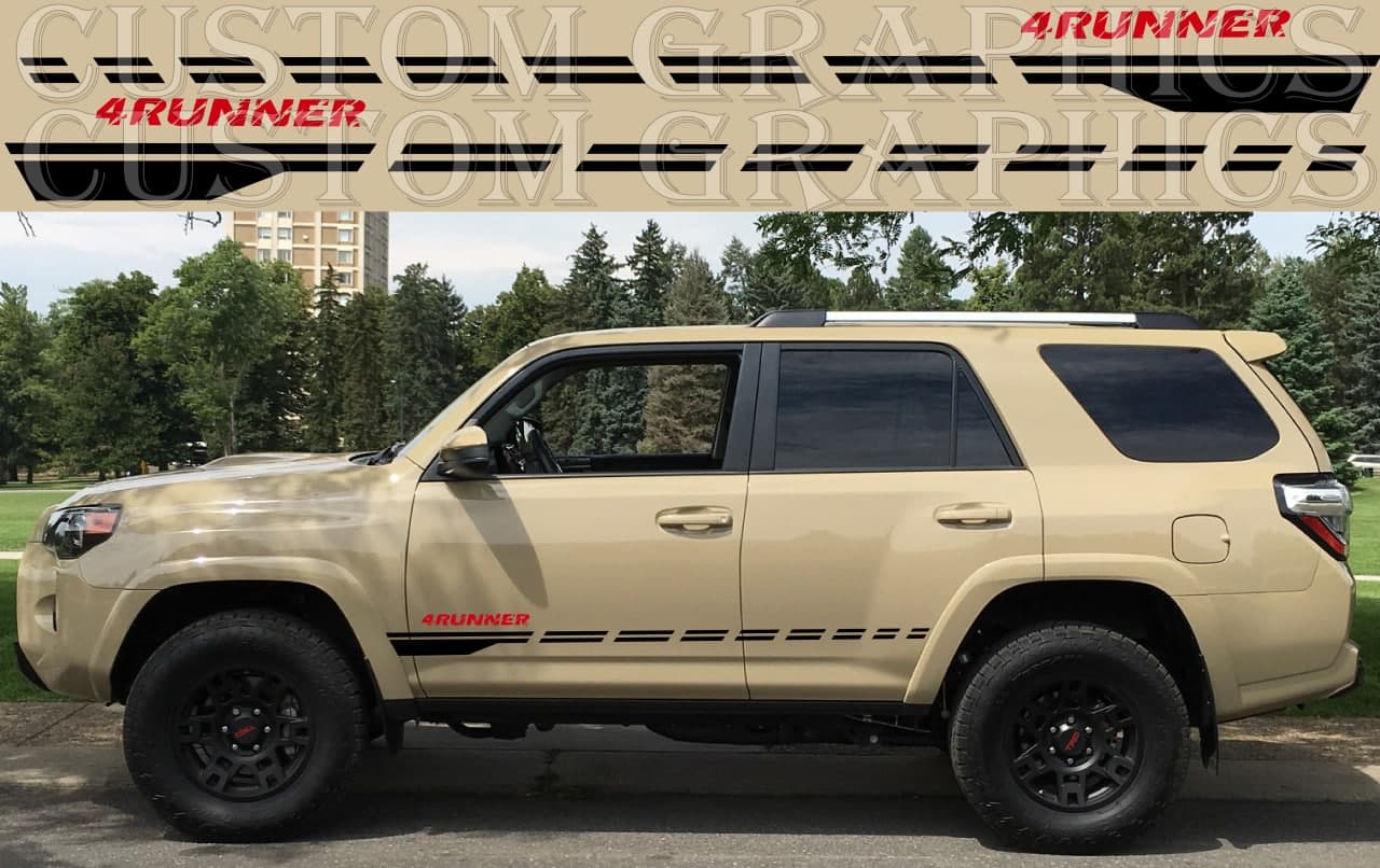 Vinyl Graphics 2x Sticker New Design Vinyl Stripes Compatible with Toyota 4Runner TRD-Pro 2022-4X4