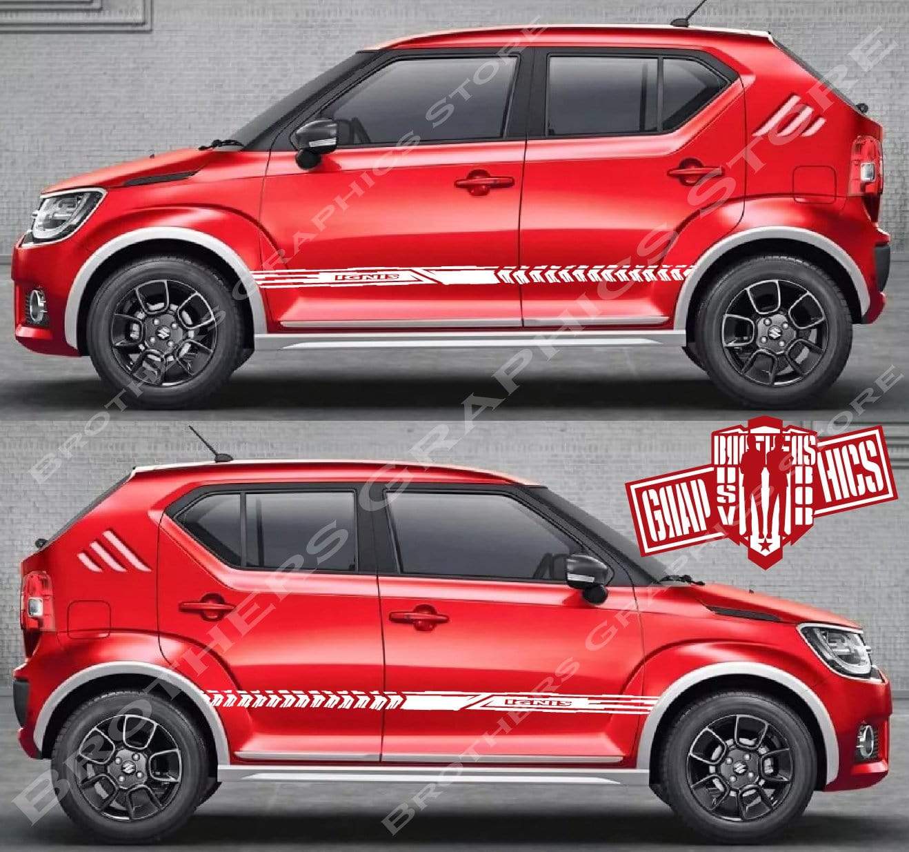 2X Vinyl Color Graphic Racing Decal Kit Sticker For Suzuki Ignis - Brothers-Graphics