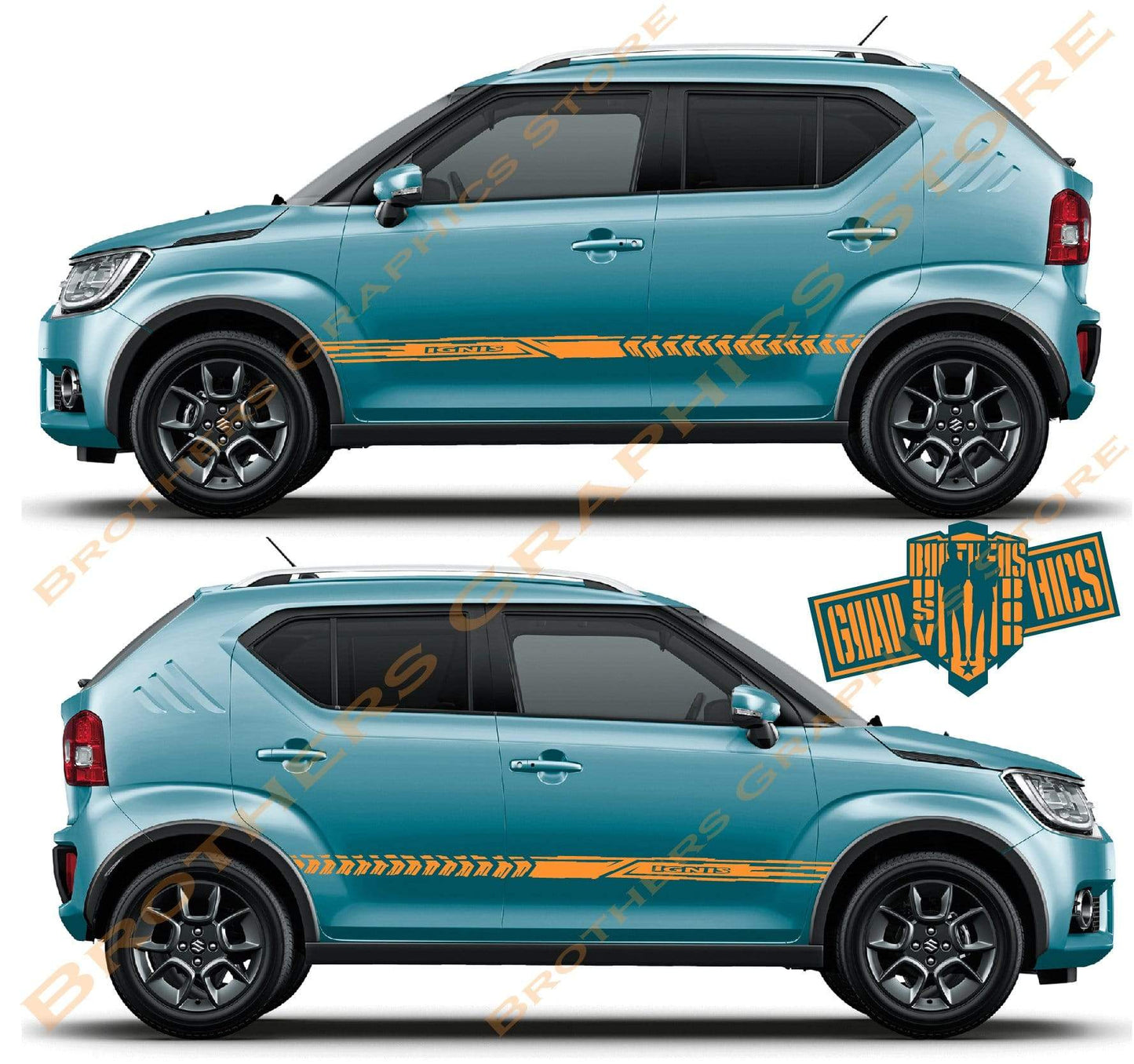 2X Vinyl Color Graphic Racing Decal Kit Sticker For Suzuki Ignis - Brothers-Graphics