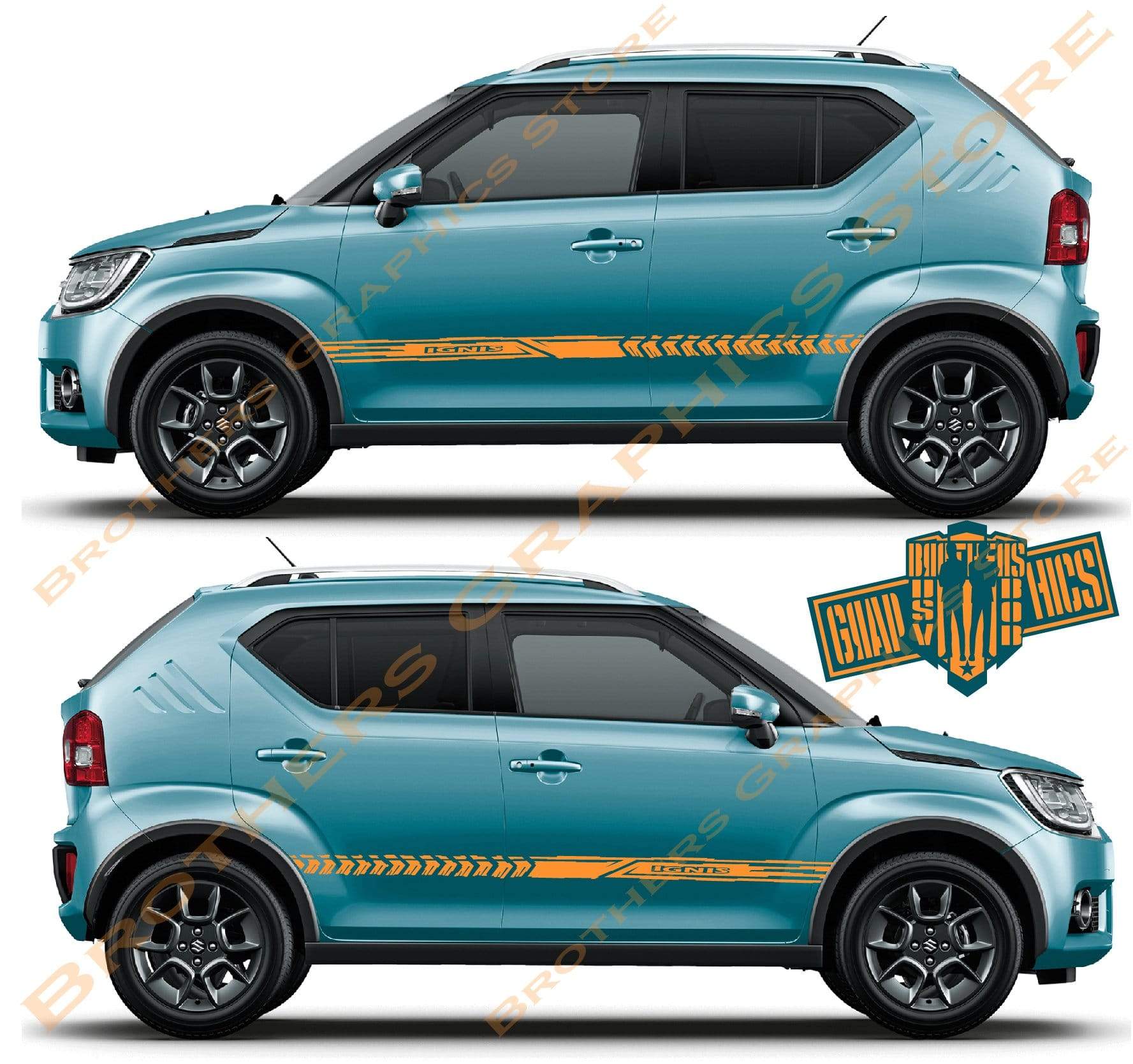 2X Vinyl Color Graphic Racing Decal Kit Sticker For Suzuki Ignis - Brothers-Graphics