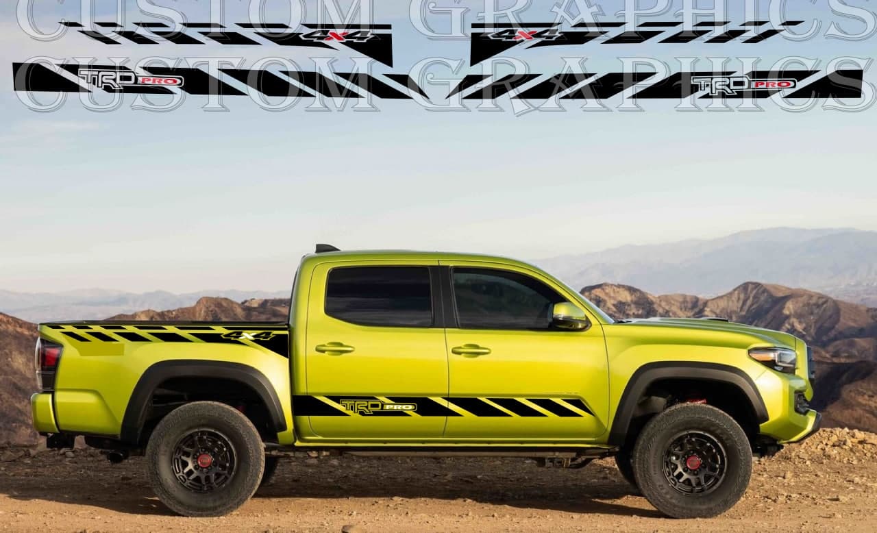 Vinyl Graphics 4 Pattern Sticker PRO Design Vinyl Stripes Compatible with Toyota Tacoma TRD_Pro-2022-4X4