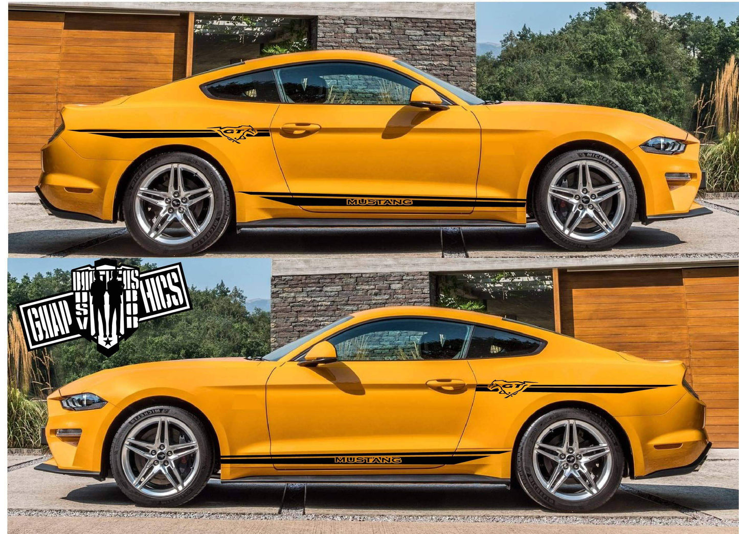 4x Custom Racing Line Stickers Car Side Vinyl Stripes For Ford Mustang - Brothers-Graphics