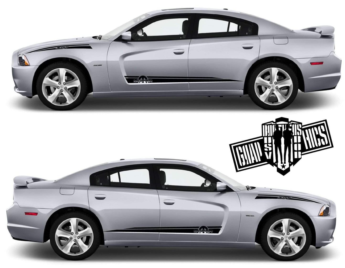 4x Decal Stickers Vinyl Side Racing Stripes for Dodge Charger - Brothers-Graphics