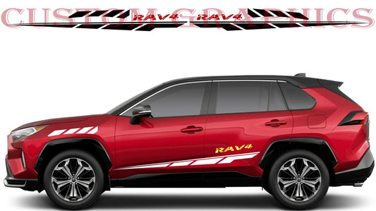 Vinyl Graphics 4x Line Logo Design Decals Stickers Racing Stripes Compatible with Toyota Rav4