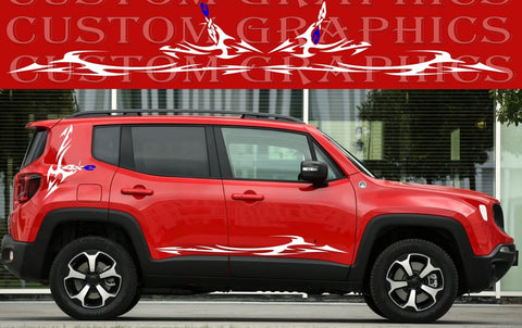 Vinyl Graphics 4x Pattern Sticker 4XE Design Vinyl Side Racing Stripes Compatible with Jeep Renegade