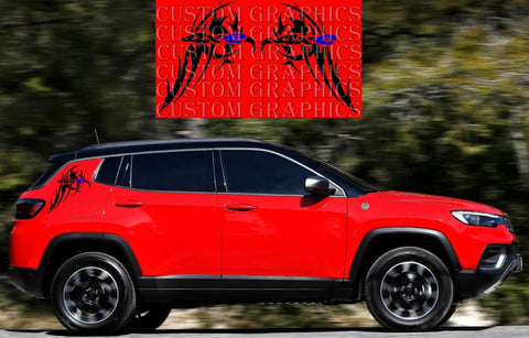 Vinyl Graphics 4XE Rear Design Stickers Vinyl Side Racing Stripes for Jeep Compass