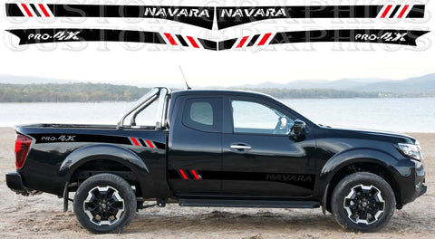 Vinyl Graphics All Complect 4x Sticker BLOCK Design Vinyl Stripes Compatible With Nissan Navara 2002-2022