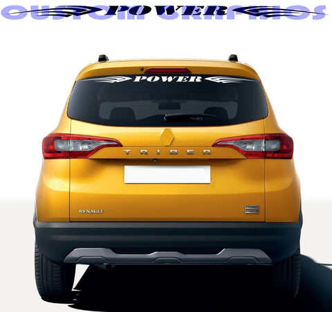 Vinyl Graphics Back Window "POWER" Graphic Racing Stripes Compatible with Renault Triber