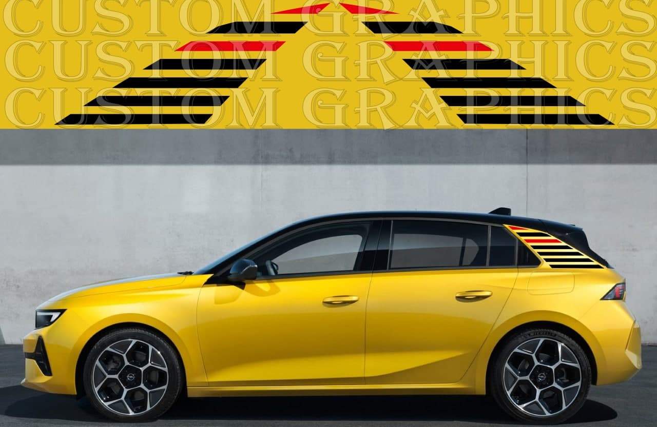 Vinyl Graphics Best 2 colors rear design Vinyl Stickers Compatible with Opel Astra