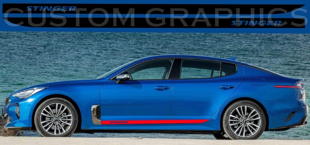 Vinyl Graphics Best Classic Design Decal Sticker Vinyl Side Racing Stripes Compatible with Kia Stinger