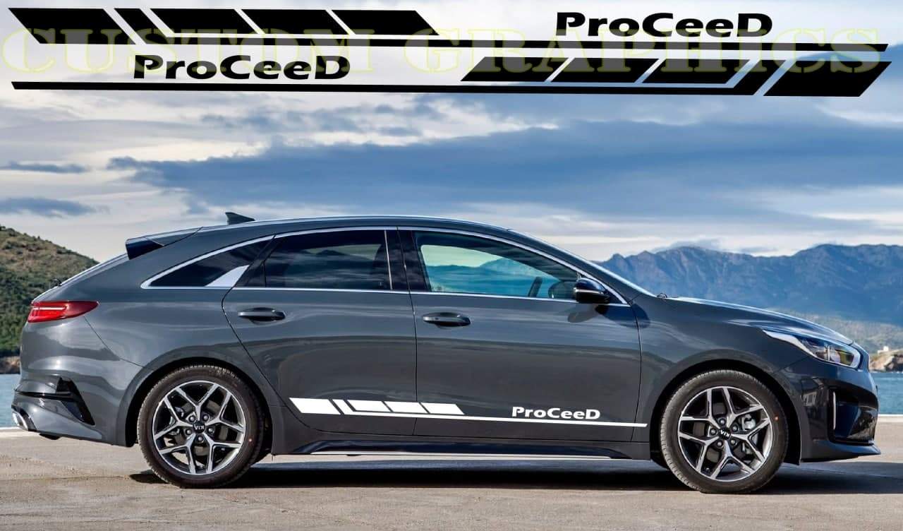 Vinyl Graphics Block Design Decal Sticker Vinyl Side Racing Stripes Compatible with Kia ProCeed