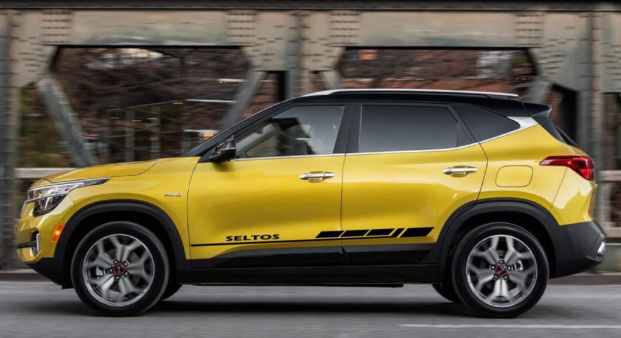 Vinyl Graphics Block Line Design Decal Sticker Vinyl Side Racing Stripes Compatible with Kia Seltos