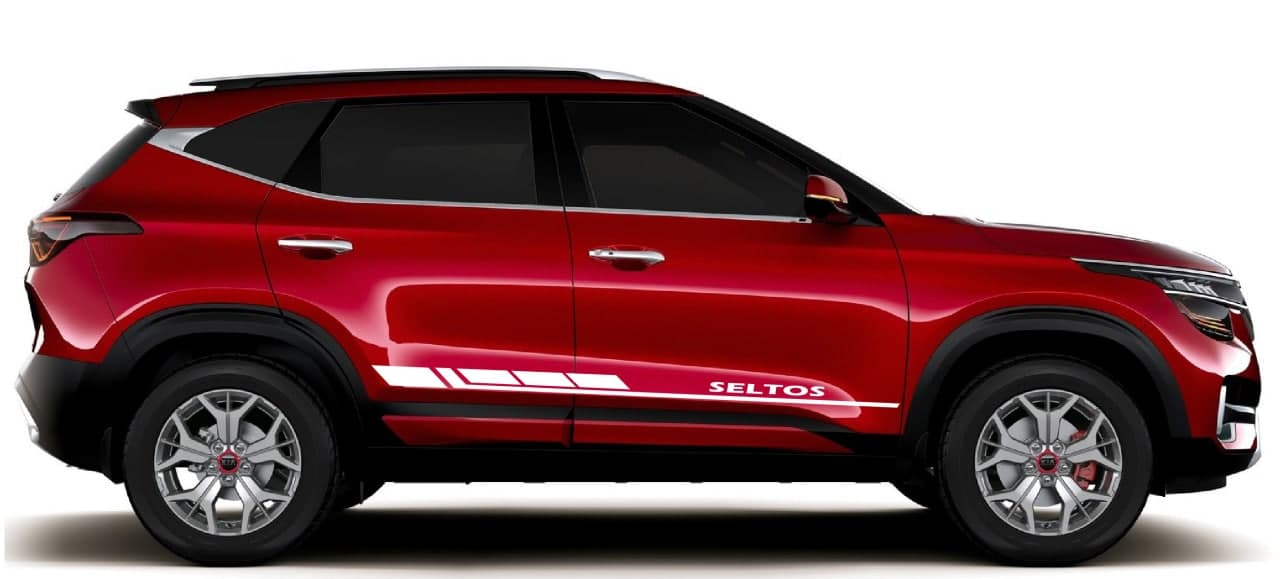 Vinyl Graphics Block Line Design Decal Sticker Vinyl Side Racing Stripes Compatible with Kia Seltos