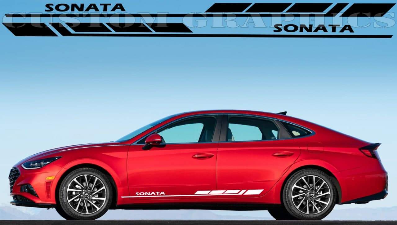 Vinyl Graphics Block Line Design Decal Sticker Vinyl Side Racing Stripes for Hyundai Sonata