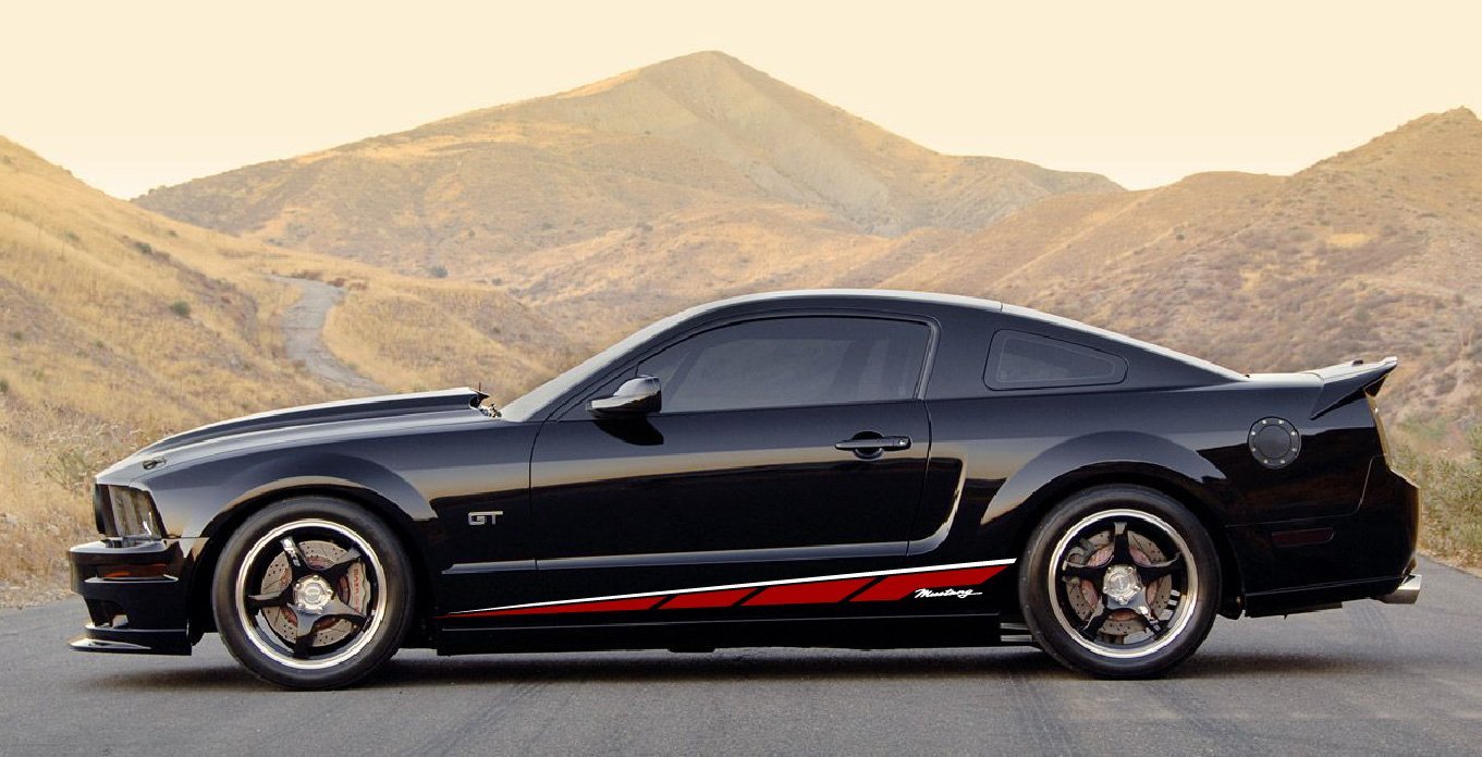 Car Side Vinyl Stripe For Ford Mustang | Black ford decal