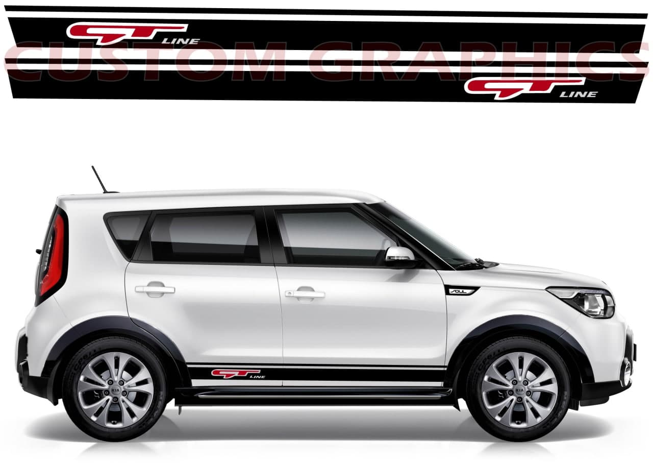 Vinyl Graphics Classic 2 colors Design Decal Sticker Vinyl Side Racing Stripes Compatible with Kia Soul