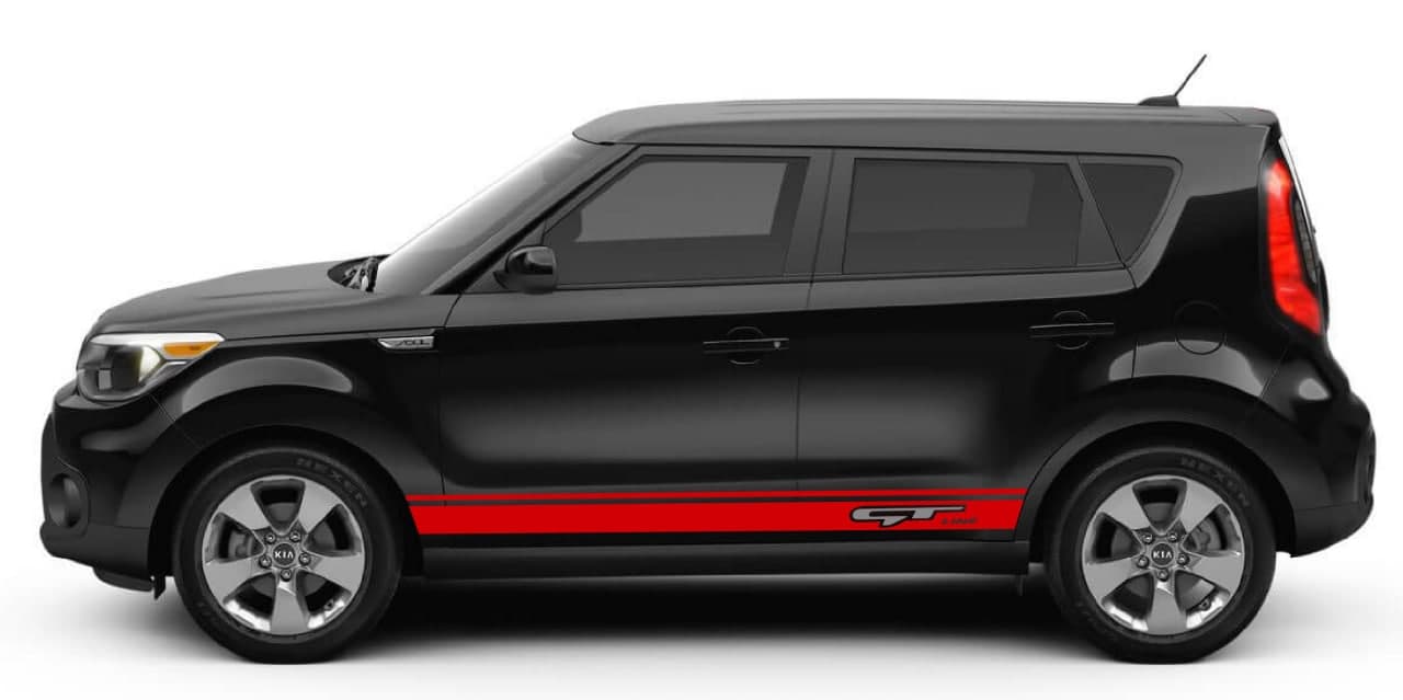 Vinyl Graphics Classic 2 colors Design Decal Sticker Vinyl Side Racing Stripes Compatible with Kia Soul