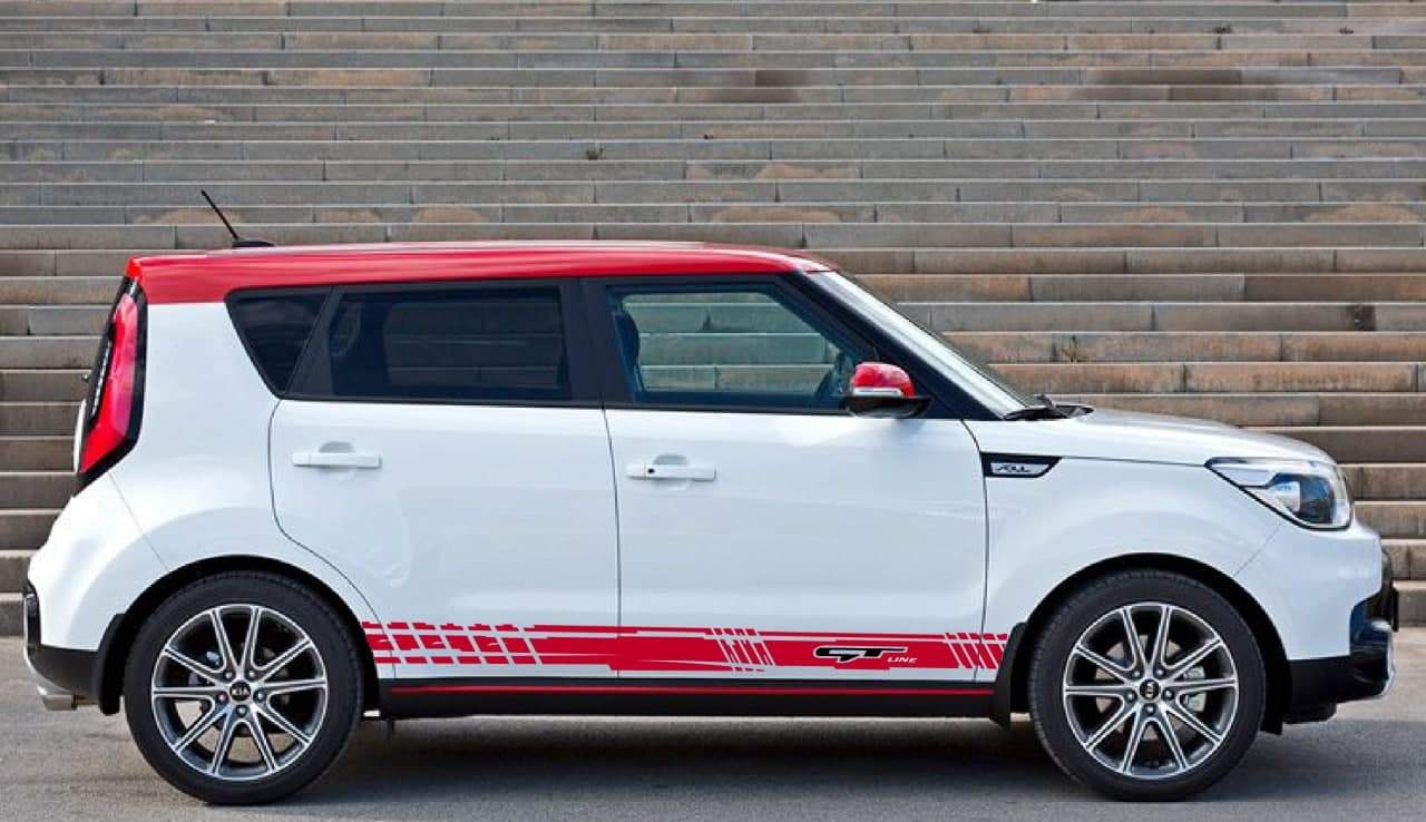Vinyl Graphics Classic 2 colors Line Design Decal Sticker Vinyl Side Racing Stripes Compatible with Kia Soul