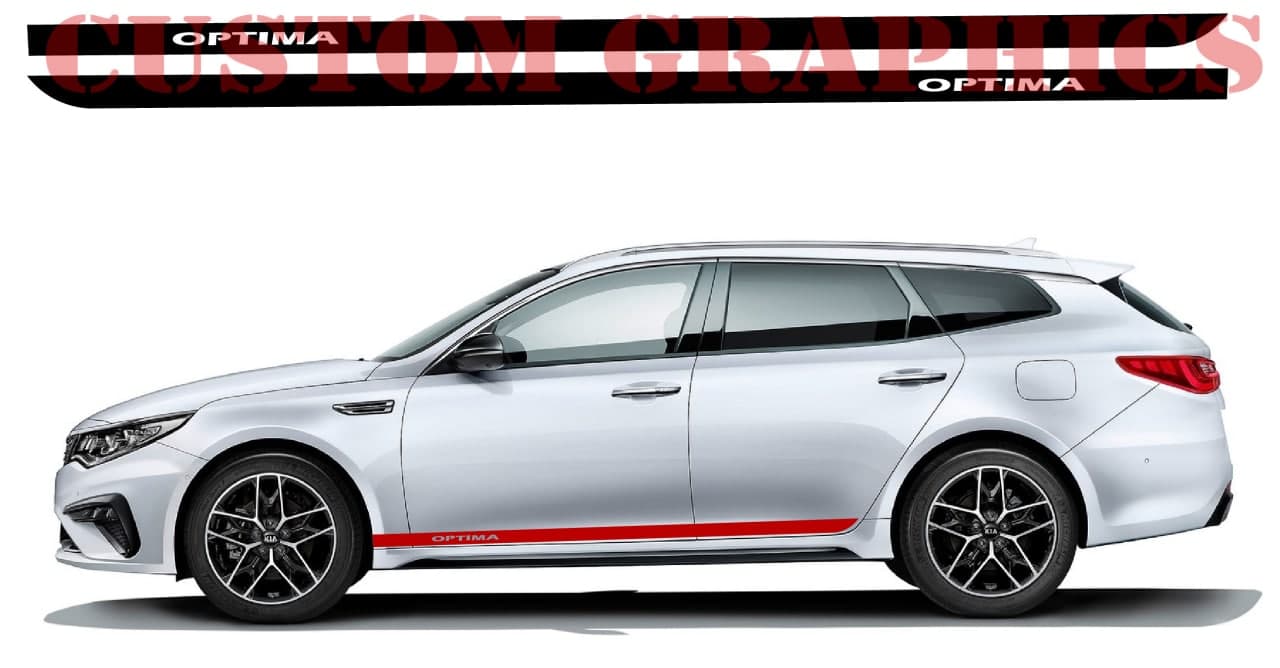 Vinyl Graphics Classic Design Decal Sticker Vinyl Side Racing Stripes Compatible with Kia Optima